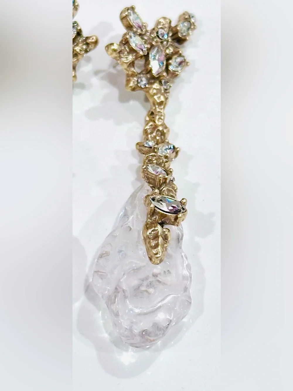 Alexis Bittar Dream Rain Gold and Clear Crystal Drop Earrings